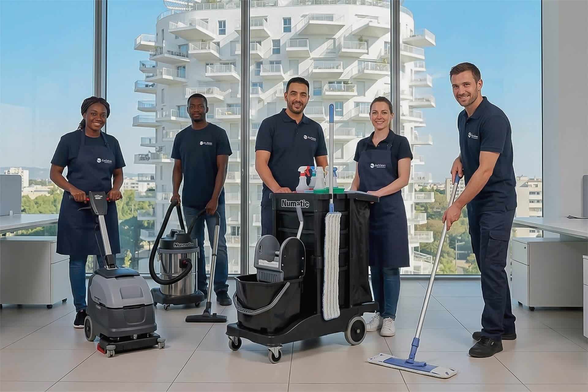 Une équipe de l'entreprise de nettoyage Au'Clean à Montpellier