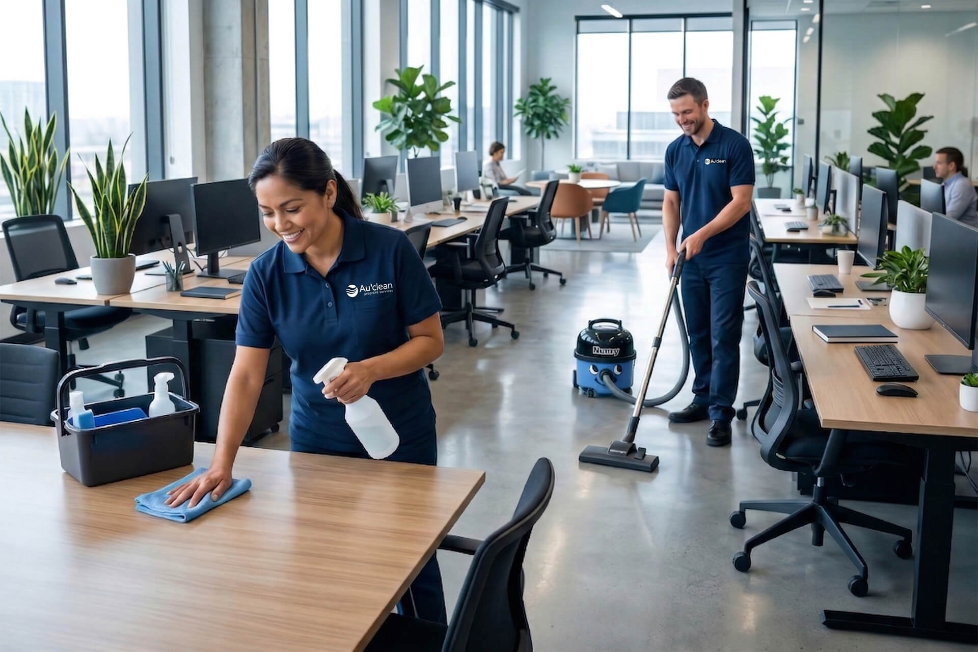 Une équipe de l'entreprise de nettoyage Au'Clean à Montpellier
