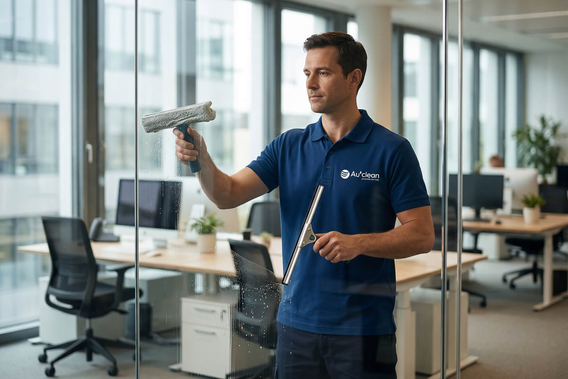 Image illustrant le nettoyage des vitres