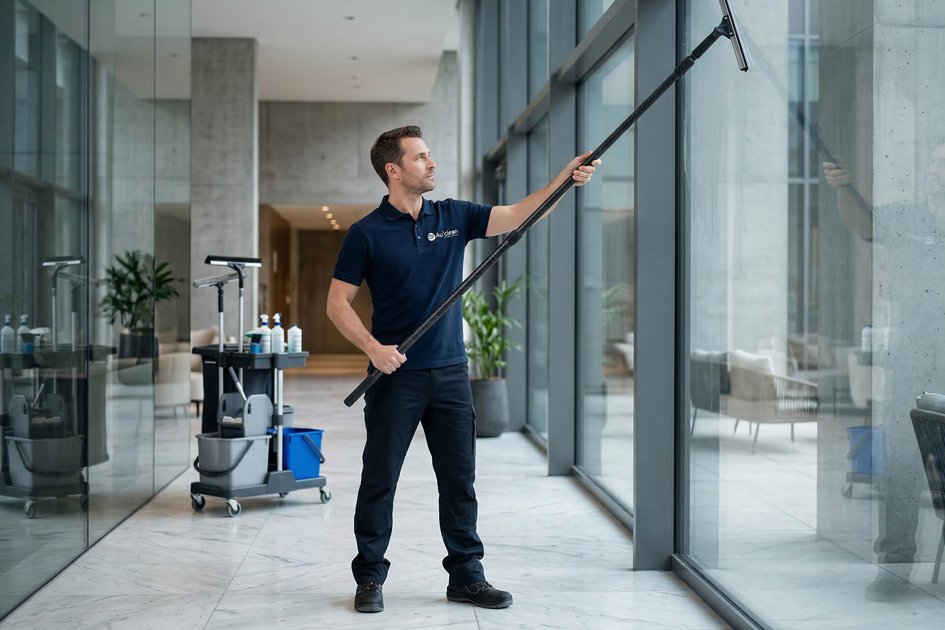 Image illustrant le nettoyage des vitres